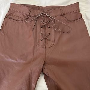 Deadstock INTERNATIONAL MALE Lace Up Fly Boot Cut Leather Pants